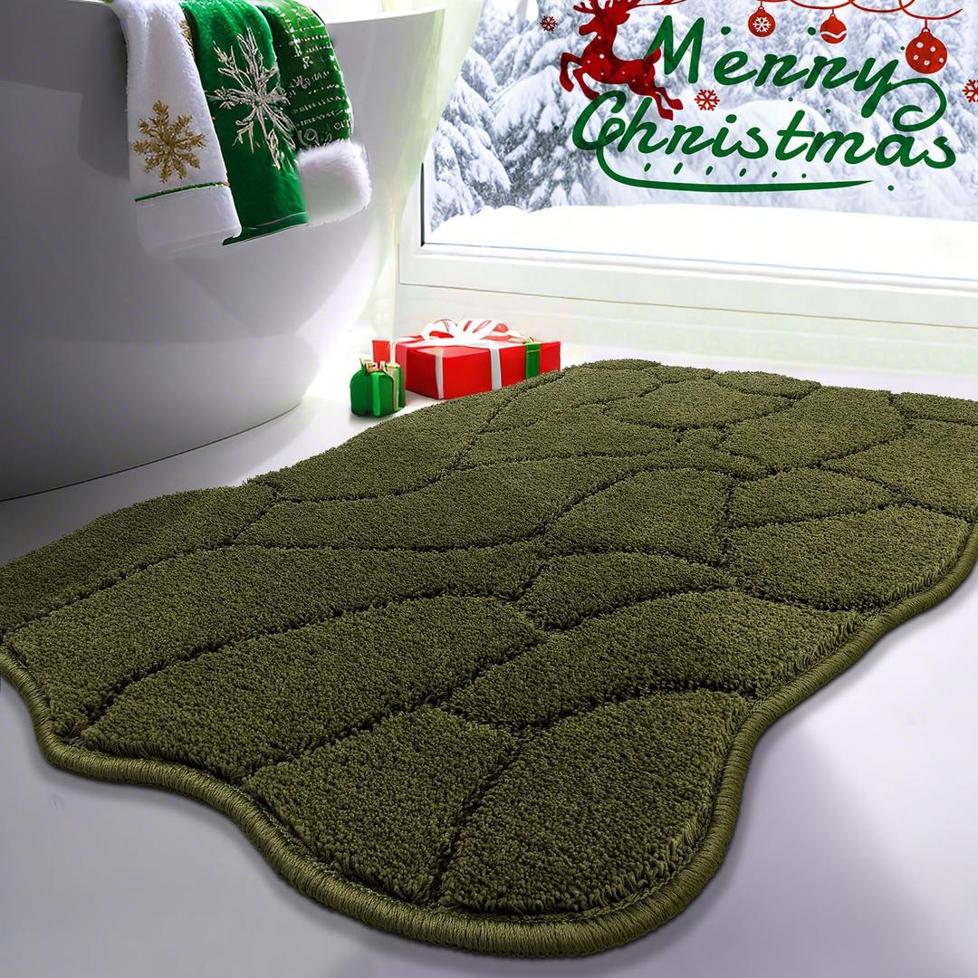 BSICPRO Large Bathroom Rugs, 24X36 Inches Bath Mats for Bath Non Slip, Soft Absorbent Microfiber Bath Rugs, Quick Dry Bathroom for Shower Floor, Machine Washable (Olive Green)