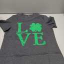 Love Shamrock Graphic St Patrick's Day Cute T-Shirt Women's Lucky Clover Irish Tees Short Sleeve Casual Tops (Small, Dark Gray)