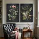 Large Framed Vintage Floral Botanical Wall Art for Living room, 24x36 Inch