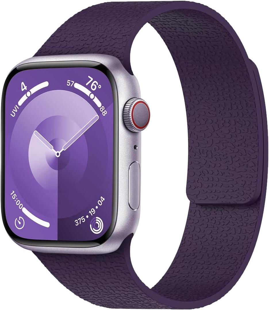 Magnetic Silicone Band Compatible with Apple Watch Band 38mm 40mm 41mm 42mm  Women Men, Soft Waterproof Sport Strap for iWatch Series 11 10 9 8 7 6 5 4 3 2 1 SE Ultra (Plum Purple)