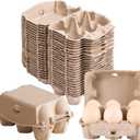 30 Pack Half Dozen Egg Cartons, Blank Natural Pulp Egg Carton Bulk 6 Count for Chicken Eggs and Duck Eggs, Reusable, Protects, Egg Storage Containers for Home Kitchen and Farmhouse (30 PCS 6 Count)