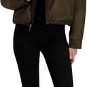 Laundry by Shelli Segal Women's Sherpa-lined Cropped Windbreaker Jacket, Wind & Water Resistant (Green, XL)