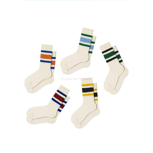 Fun Novelty Retro Striped Crew Socks For Women Sporty Calf Casual Cotton Tube Socks Women  3-5t