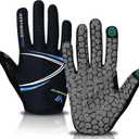 WESTWOOD FOX Full Finger Cycling Gloves, Padded, Anti-Slip Touchscreen, Shock Absorbing Mountain Bike Gloves for Road Bicycle, MTB, Road Racing, Biking and Sports Gloves for Men Women (Small, BLUE)