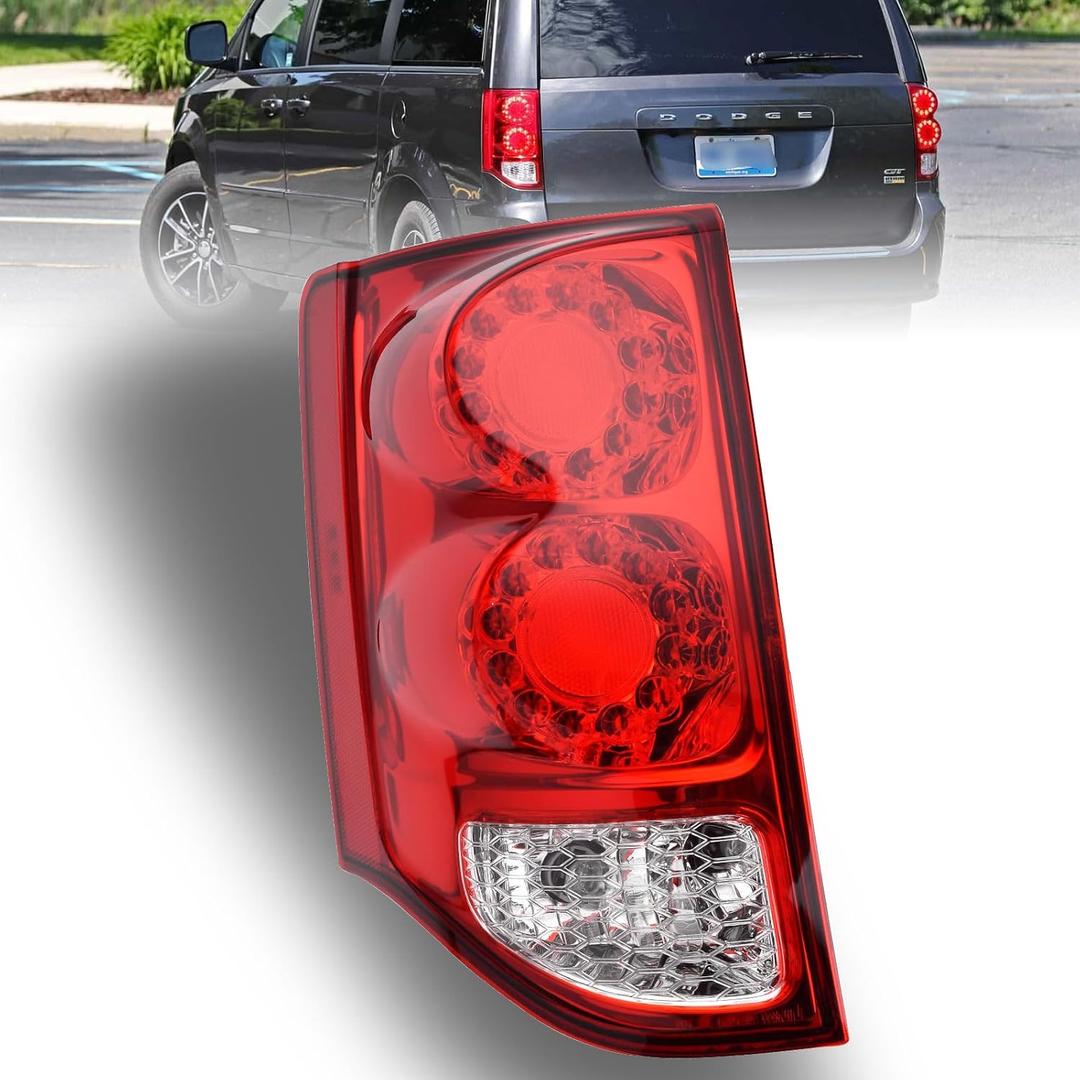 Nakuuly Tail Light Compatible With 2011-2020 Dodge Grand Caravan Left Driver Side LED Taillight Rear Lamp Brake Signal Assembly with Bulb # 5182535AF CH2800199