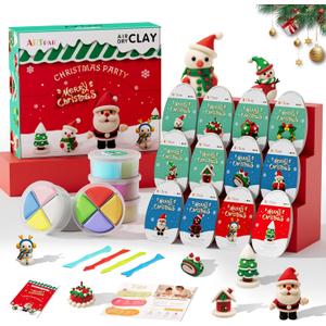 Air Dry Clay Kit for Kids,Christmas Crafts Supplies,12 Boxes Modeling Magic Clay Kit with Sculpting Tools Tutorials,Xmas Snowman Holiday Party Decor Gifts for Boys & Girls Age 3-12 Years