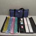 Suncle Mahjong Tile Set,166 White Tiles Mahjong Set, 4 All-in-One Rack/Pushers, American Mahjong Set with Blue Carrying Bag