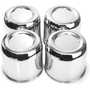 RTRHINOTUNING 4PCS 4.41inch Push Through Center Caps Chrome for Trailers Trucks SUV RV Wheel Rims