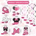 Pink 2nd Birthday Hanging Swirl Decorations,Mouse Birthday Party Ceiling Streamers,Pink Mouse Theme Party Supplies,Party Favors for Girls Kids(38 Pcs)