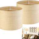 GO&SO Large Drum Lamp Shades Set of 2 Woven Lampshades, 16" L x 12" H (E26 Spider),Farmhouse Lampshades For Floor Lamps & Table Lamps, Hand Crafted Replacement Lamp Shade, Easy Assembly Required