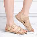 Flat Sandals for Women Dressy - Apricot Summer Comfortable Walking Casual Arch Support Ankle Strap Open Toe Slip on Womens Flats Sandal Size 10