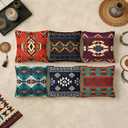 18x18 Inch Plush Throw Pillow Covers Set of 6, Double-Sided Southwestern Aztec Navajo Ethnic Geometric Pattern, Soft Decorative Cushion Covers with Hidden Zipper, No Insert