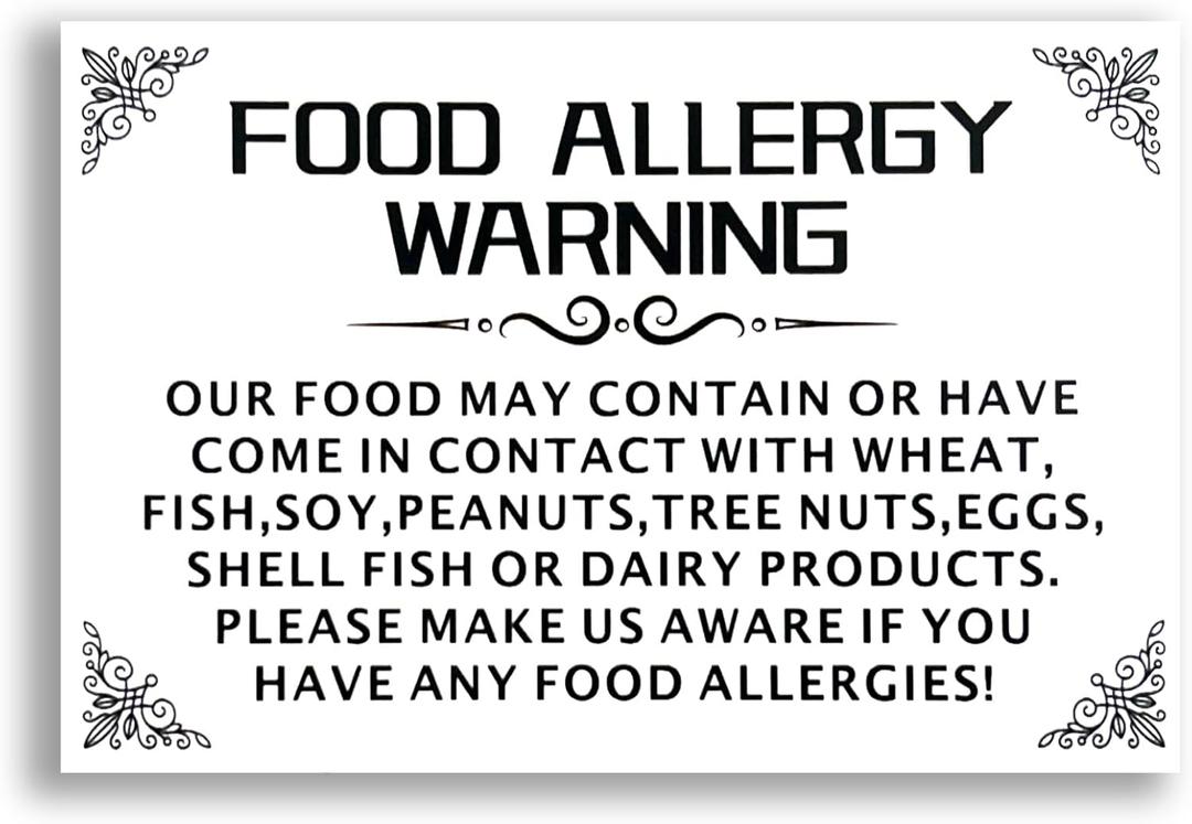 Acrylic Food Allergy Warning Sign 4x6 Sign White