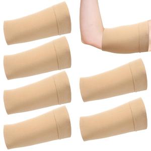 6 Pcs PICC Line Sleeve Cover PICC Line Shower Cover Fashionable Breathable Upper Arm Sleeves for Women Men (Light Neutral Color,Large) (Beige, L)