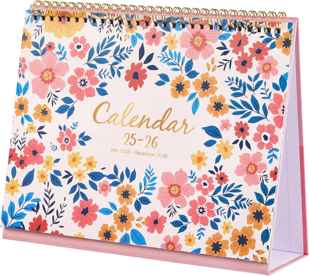2025-2026 Desk Calendar - Jul 2025  Dec 2026, Standing Flip Calendar 2025-2026, 18 Months Desktop Calendar, 10" x 8.3", Thick Paper, Strong Binding, Stand Up Calendar, with Memo Pages  Blank Blocks