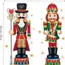 Christmas Nutcracker Soldiers Wall Decals Gold Snowflakes Wall Decals Xmas Window Clings for Shop Home Glass Door Holiday Merry Christmas Wall Decor