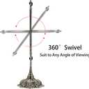 JUXYES Metal Tabletop Antique Decorative Makeup Mirror with Stand, Vintage Swivel Double Sided Cosmetic Mirror with Frame, Retro Desktop Oval Dressing Mirror for Bathroom Bedroom