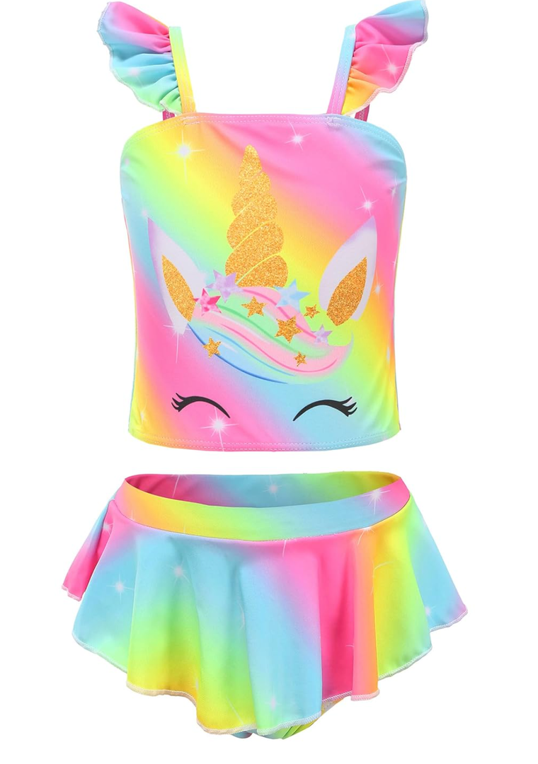 Akokvlar Two Pieces Swimsuit Mermaid Bikinis Tankini Bathing Suit for Little Girls 130
