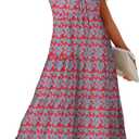 Women's Boho Maxi Dresses Floral Short Sleeve Dresses Summer Casual Flowy Swing Sundress Loose Beach Dress XL