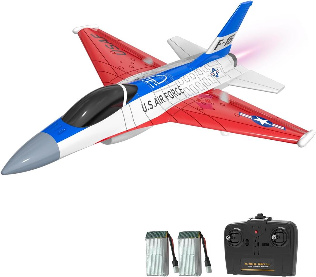 VOLANTEXRC RC Plane F-16 Fighting Falcon - 2.4Ghz 2CH Remote Control Airplane Jet Fighter Ready to Fly with Cool Lights, for Beginners, Boys and Girls (762-4)