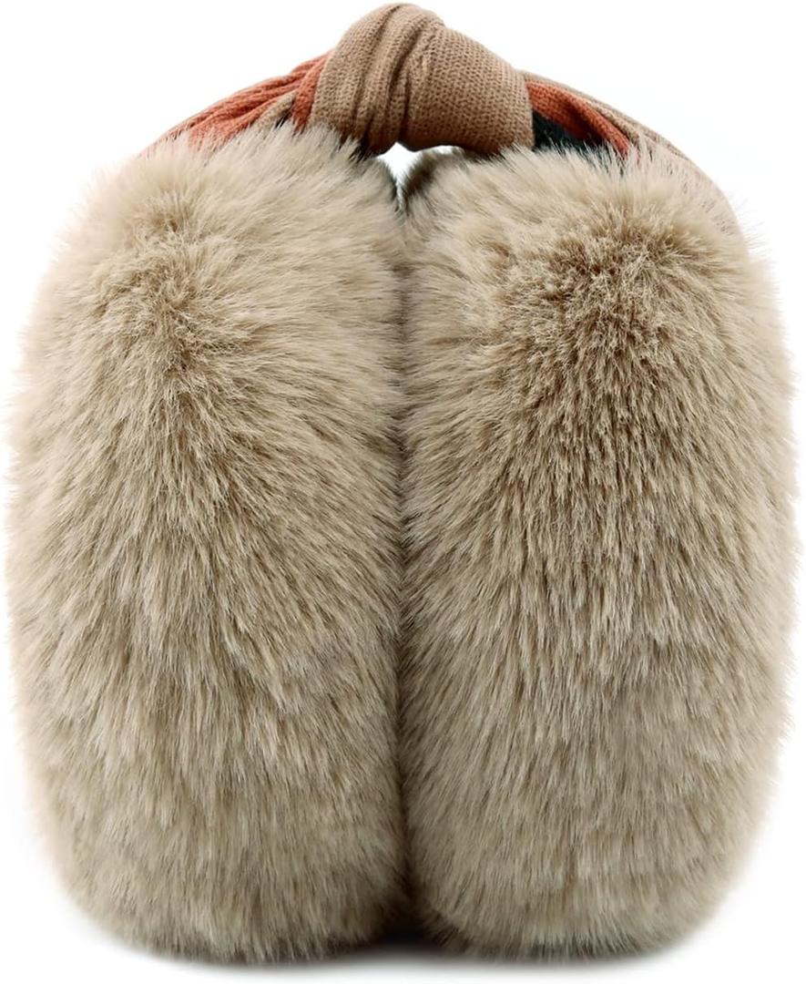FSTEOE Women Winter Ear Muffs Foldable Girl Ear Warmer Fashion Furry Earmuff Soft Ear Cover Cold Weather
