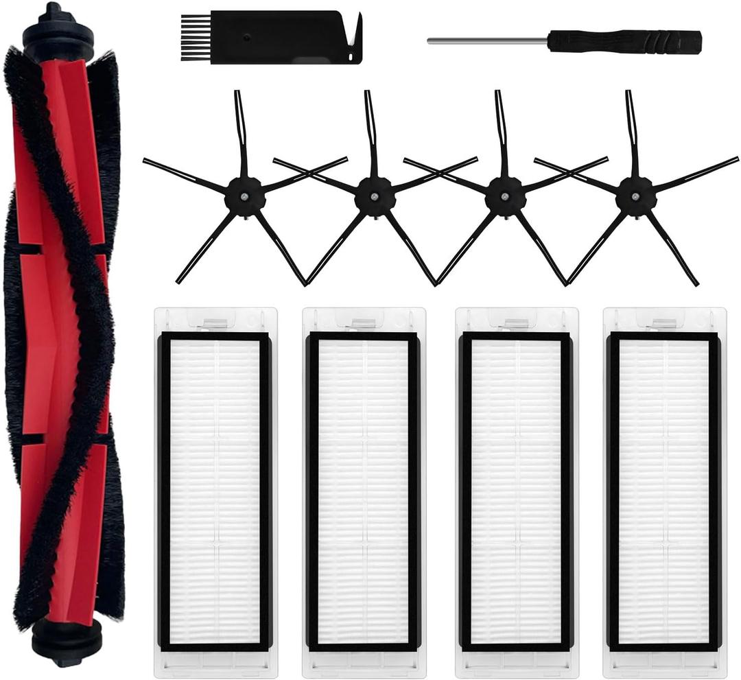 Accessories Compatible for Roborock Q5 Q5+ Q5 Plus Replacement Parts,      , 1 Main Brush 4 HEPA Filters 4 Side Brushes