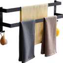 Double Towel Bar Towel Racks for Bathroom, Bath Towel Holders Wall Mount, Stainless Steel Towels Shelves Towel Rail, 2-Tiers (Matte Black, 28 Inches)