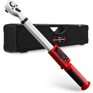 Upgrade 3/8 Inch Drive Digital Torque Wrench 5-100FT-LB/0-135N.M, Torque Range Accurate to 2%,Electric Torque Wrench car with Buzzer and LED Flash Notification for Bike/Motorcycle/Auto Repair