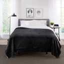 Sherpa Throw Blanket Super Soft Reversible Ultra Luxurious Plush Blanket, 90 x 90 inches, Black/Black, Queen