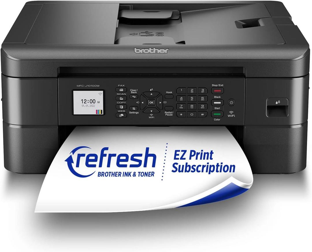 Brother MFC-J1010DW Wireless Color Inkjet All-in-One Printer, Duplex Printing, Mobile & Cloud Print, Compact Design, 1.8" Color Display, Works with Alexa
