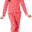 PJ Salvage womens Ski Jammie Classics Thermal Long-sleeve Top and Pajama Pant 2-piece Set (Large, Red)