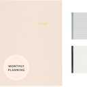 Sugar Paper 2026 Monthly Planner, January to December, 8" x 10", Calendar for Women, Flexible Matte Paper Cover, Fabric Tape Stitch Binding, 12 Month, Two Tone Pink