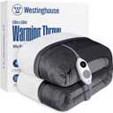 Westinghouse Heated Throw Blanket, Electric Blanket Throw with 6 Heating Levels and 2-10 Hours Time Settings, Flannel to Sherpa Super Cozy Heated Blanket Machine Washable, 50x60 inch, Charcoal