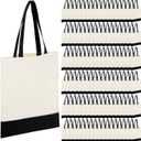 Roowest 60 Pack Canvas Tote Bags Bulk 16" x 15" Lightweight Medium Reusable Grocery Shopping Cloth Bags for DIY Gifts(Black and Natural), Large