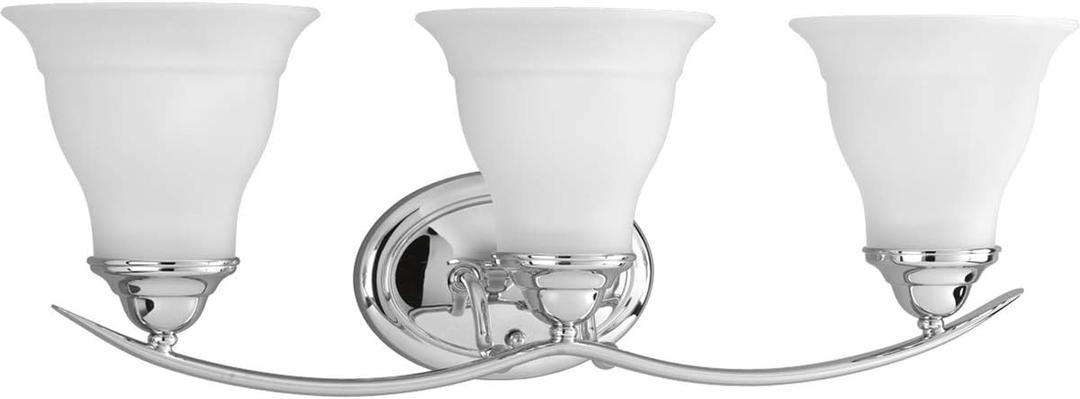 Progress Lighting 3-Light Etched Glass Traditional Bath Vanity Light, Trinity Collection, Indoor, P3192-15, Polished Chrome