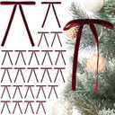 24 Pcs Burgundy Velvet Bows for Christmas Tree,Dark Red Velvet Bows Ornaments Christmas Tree Bow for Gift Wrapping Door Vintage Garland Wreath,Rustic Holiday Decor-3/8'' Wide, 5 x 7 inch