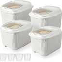 Blushtier 4 Pack Flour Bins with Wheels, White, 20 Lbs