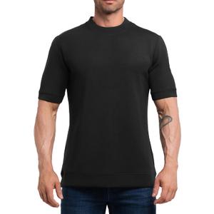 Fioboc Mens T-Shirts - Modal Short Sleeve Crew Neck Tee Plain Novelty T Shirt for Men (Black, L)