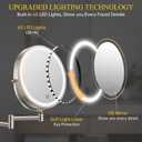 FUNTOUCH 3X/20X Wall Mounted Lighted Makeup Mirror,5000mAh Rechargeable Double Sided Magnifying Bathroom Mirror with Lights,3 Color Lighting,Touch Dimmable,Extended Arm 360 Rotation Light up Mirrors