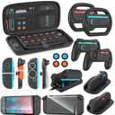 Switch 2 Accessories Bundle for Nintendo Switch 2 (2025): Carrying Case, Console Protective Cover&TPU Grips, HD Screen Protector, Joy-Con Charger, FPS Mouse Grip, 4 x Thumb Grips, Steering Wheel Joycon Grip for Mario Kart, Wrist Straps for Just Dance