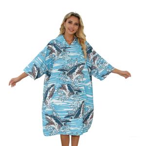 Avisiatree Shark Surf Poncho for Adults, Hooded Beach Towel Changing Robe with Pockets, Quick Dry Swim Cover Up for Men & Women. Large Size