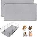 2 Pack Guinea Pig Cage Liners, LWYMX 24'' X 48'' Washable Guinea Pig Pee Pads, Non Slip Reusable Super Absorbent Guinea Pig Training Mat Bedding Fleece for Small Animals Hamster Rabbit Chinchilla Rat
