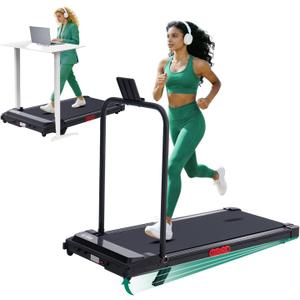 Walking Pad Treadmill with Handle Bar and Incline, 0.6-7.6MPH Electric Under Desk Treadmill for Home Small, 350LBS Mini Small Treadmills with Handles, 3.0HP Portable Treadmills for Home Exercising