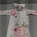 Baby Knotted Gown Newborns 0-6 Months, Soft Breathable Newborn Sleeper Gowns, Baby Girl Coming Home Outfit Essential Gift Watercolor Floral with Headband Set