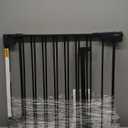 Cumbor 29.243" Baby Gate for Stairs, Wall-Mounted (Drill Required), Expandable No Bottom Bar Dog Gate, Auto Close Extra Wide Walk Thru, Pet & Toddler Proof Gate, Top & Bottom of Stairways(Black)