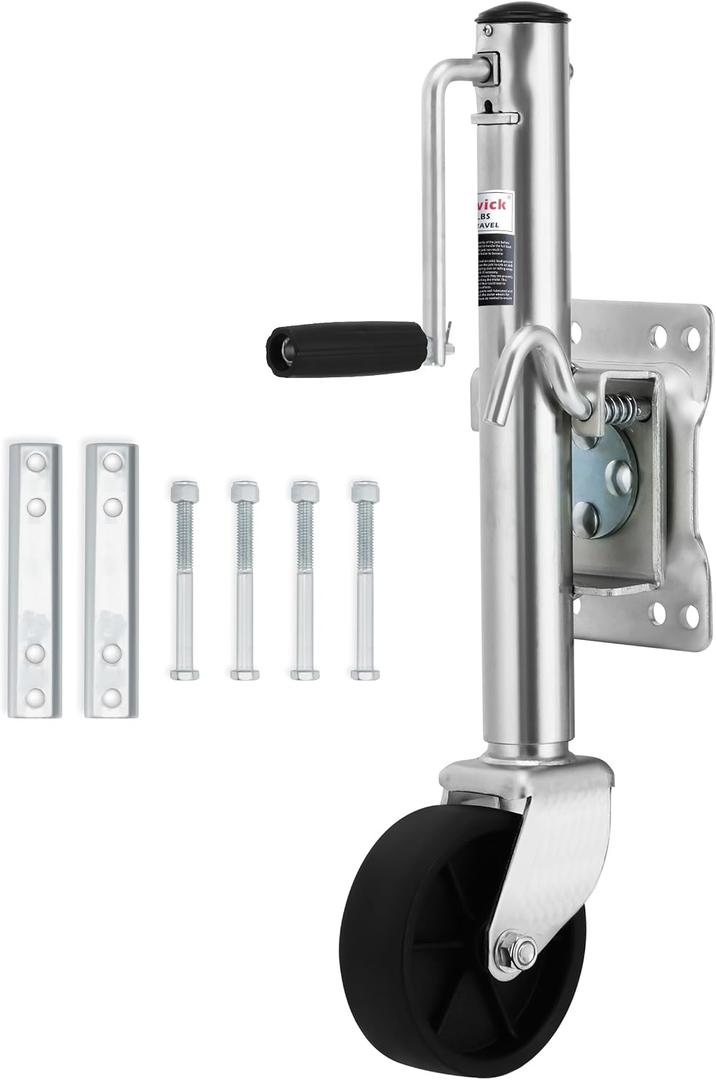 1200LBS Jack,6" Wheel,10" Lift, Heavy Duty Swivel Boat Trailer Jack Foot Stand for RV Boat Utility