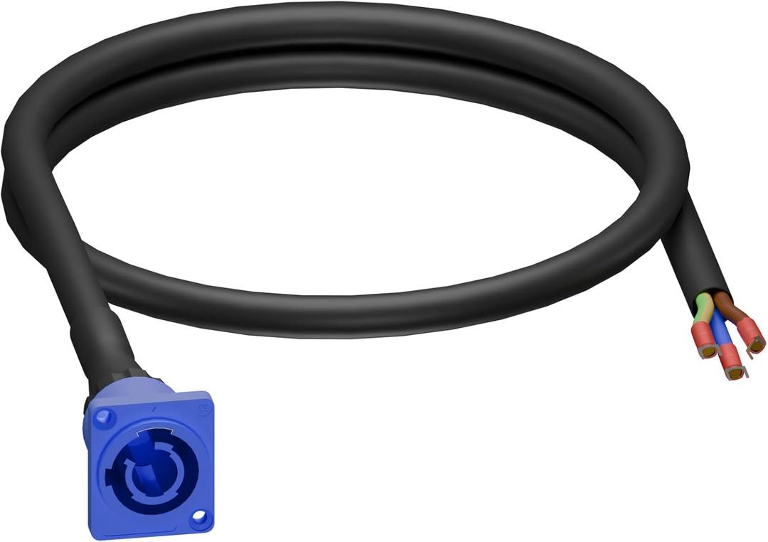 PowerCon Input Female Panel Mount to Y Spade Plug Cord16AWG 20A/250VBase to Y-Terminal Extension Cable, 3-pin AC Power Socket Suitable for Stage Light LED connector-2FT