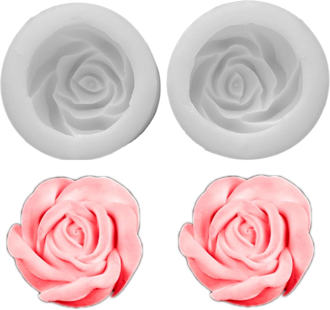 2-Pack Rose Silicone Mold: Versatile for Candle, Cake, Soap & Aromatherapy Creations