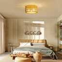 Rattan Ceiling Light Fixture, 3 Light Bohemian Modern Woven Ceiling Light, Boho Flush Mount Ceiling Light for Bedroom Living Room Dining Room, Bulb Not Included