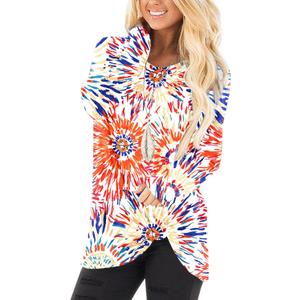 Womens Long Sleeve Shirts Casual Blouses Trendy Twist Knot Tunics Tops for Leggings (White, XXL)